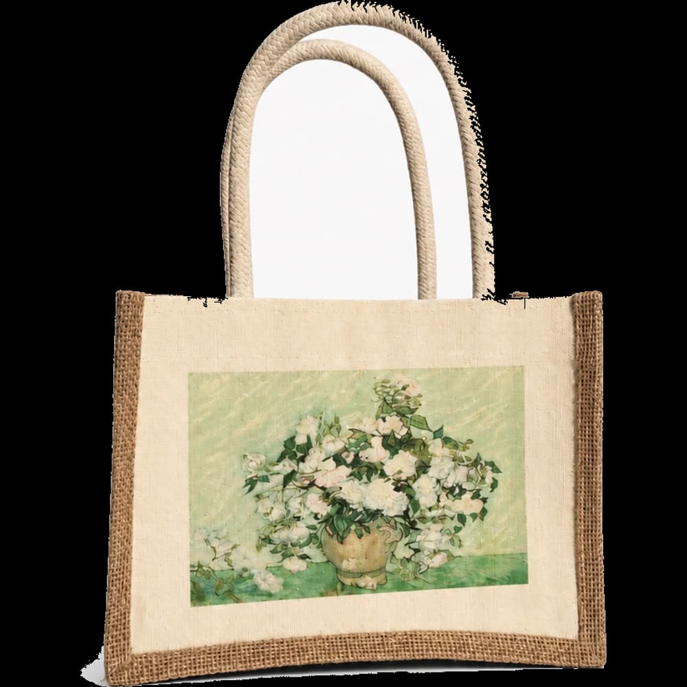 Green Floral Jute Tote