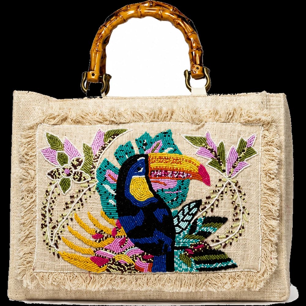 Peacock Bamboo Handle Bag
