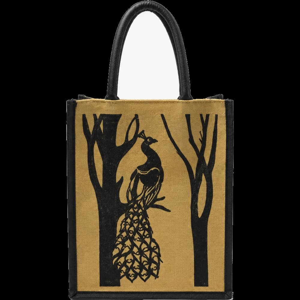 Peacock Jute Mini Tote
