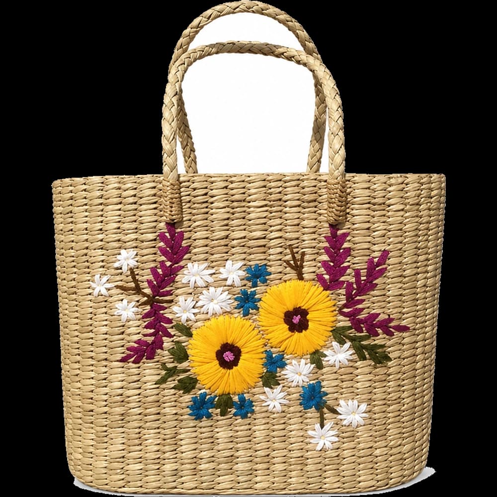 Sunflower Cane Basket Bag